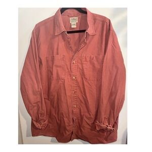 L.L. Bean Mens XL Slightly Fitted Cotton Button Down Shirt Faded Red